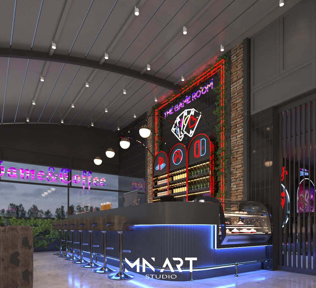 Bob Game Kafe modern iç mekan tasarımı