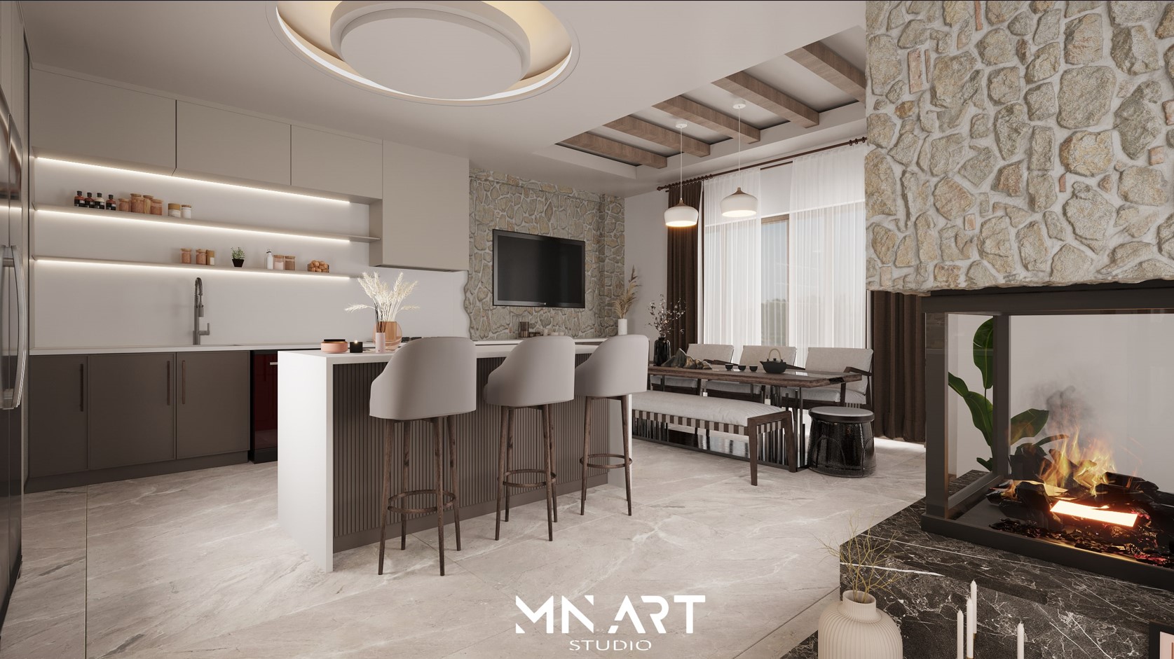 D.K. Villa modern iç mekan dekorasyonu